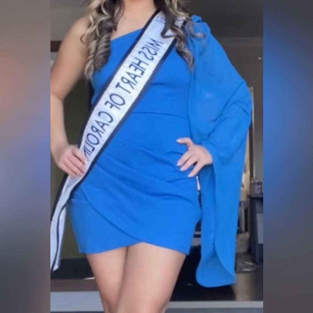 Blue One-Shoulder Dress